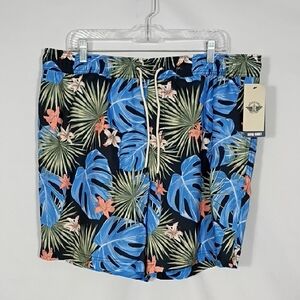 NWT Dockers Navy Blazer Harbor 7" Caribbean Fronds Swim Short Mens Size XL